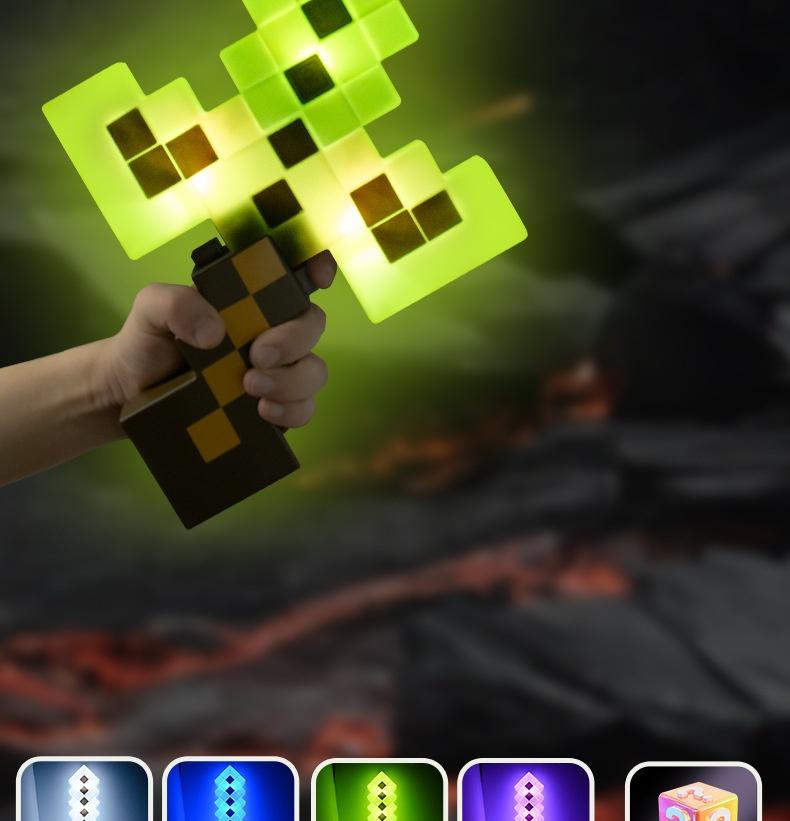 LED Light-Up Enchanted Sword Pixel Life-Size Role-Play Toy Costume Accessory Inspired by Video Game