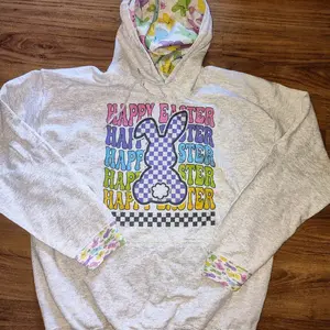 Happy Easter Hoodie Bunny • Cute Graphic Sublimation Stylish Comfort Comfortable Pastel Bunnies Spring