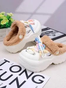 Women's Cute Bowknot Design Plush Slippers, Casual Soft Comfortable Home Slippers, Warm Slippers for Indoor & Outdoor Use for Fall & Winter