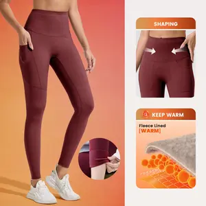[Size up recommended] Viconow 1/3 Pack Fleece Tummy Control Leggings for Women with Pockets - High Waist Bike Pants