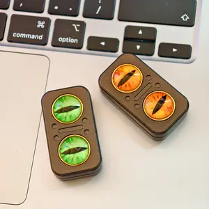Owl Gyro Push Card Zinc Alloy Compact Portable EDC  Push Slider Metal Snap Coin with Orange/Green/Blue Eyes, aldult creative finger toy
