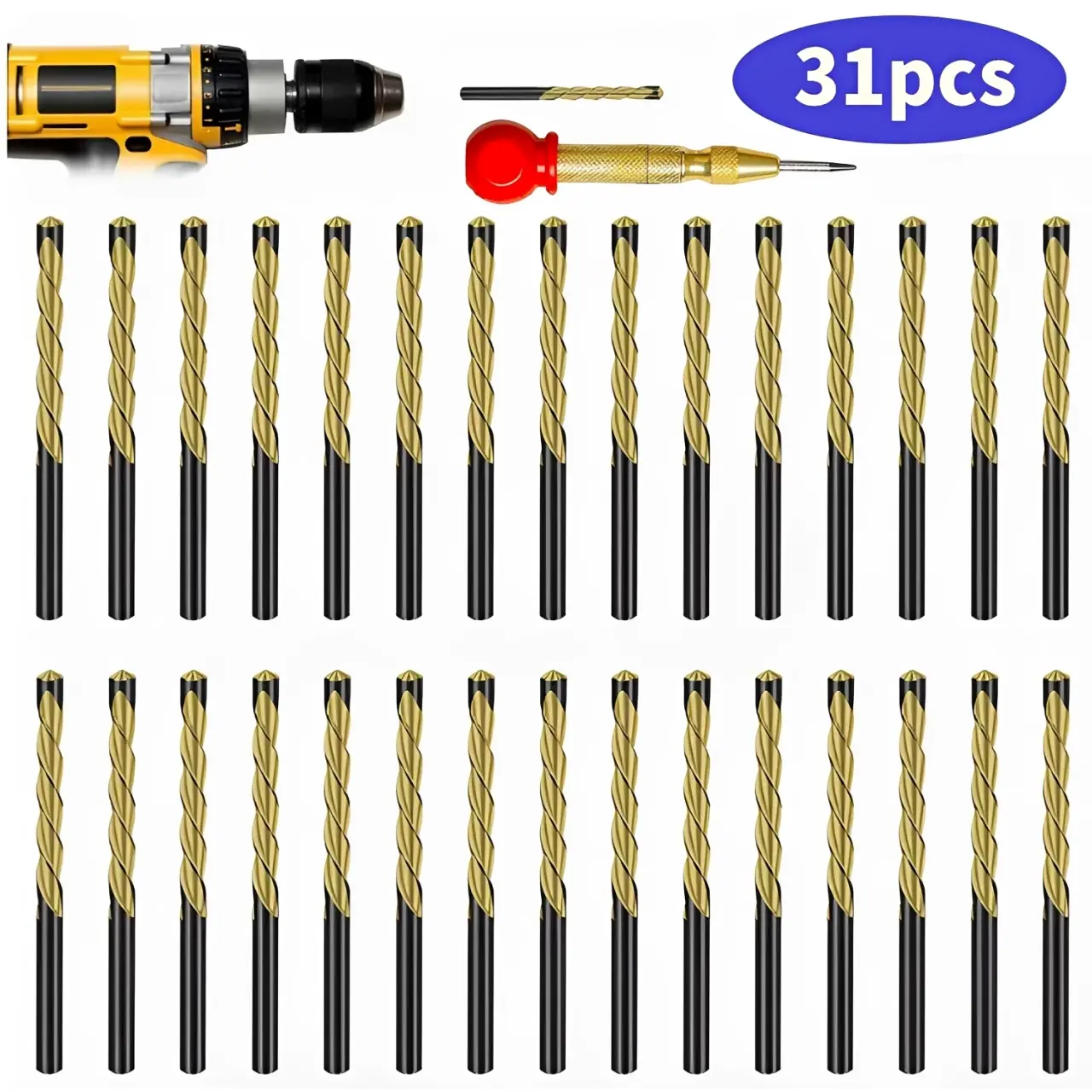 31pcs Drywall Router Drill Bits, 5/32 Inch High-Speed Steel Drywall Cutting Bit with Guide Point, for Use with Spiral Saw tiktokshopbacktoschool