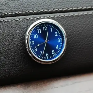 Small Shiny Analog Car Dashboard Clock, Replacement Quartz Automotive Watch, Stick-On Design, Perfect for Car Interiors