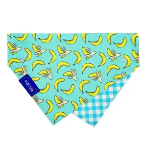 Banana Dog Collar Bandana, Reversible and Two-Tone