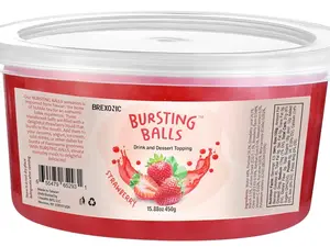 Strawberry Boba Pearls 1 LB Pack of 1 for Bubble Tea - Strawberry Drink with Popping Bursting Boba Pearls Flavor Beverage