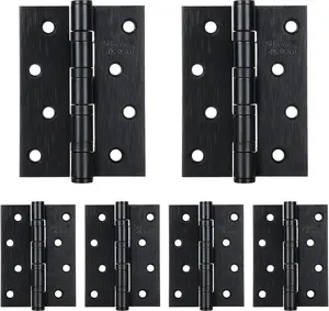 6PCS Matt Black Door Hinges 4 Inch X 3 Inch, Square Interior Hinges, Stainless Steel Hardware Hinge for Interior Door and Exterior Door Use, Hinge Bearing Diameter 1/2 Inch, Thickness 1/10 Inch FVIEXE