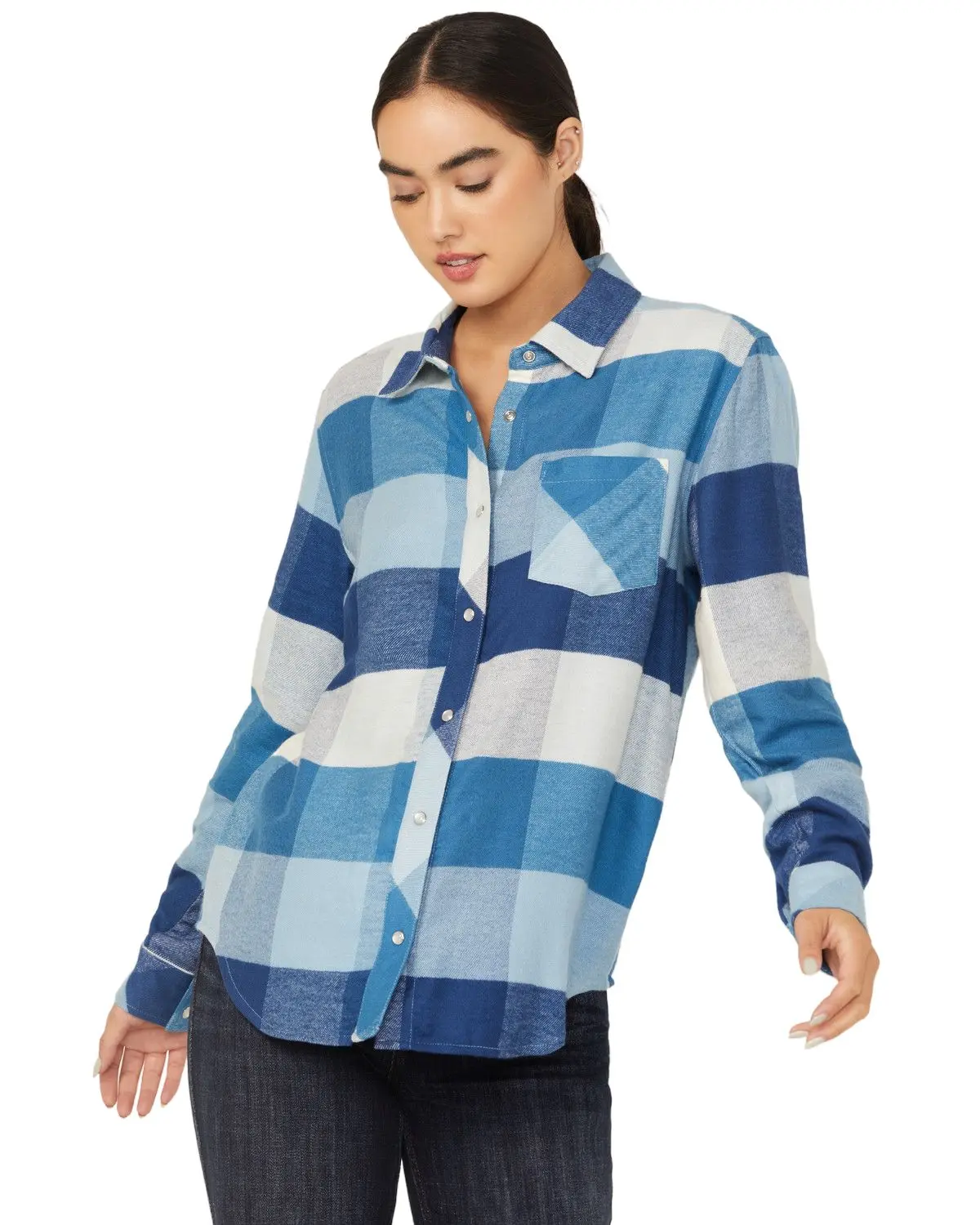 Idyllwind Women's Women'S Plaid Print Long Sleeve Snap Flannel Shirt - Iwsp25w17-Ltbl
