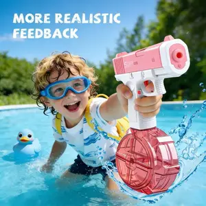 High-Capacity Dual Magazine Rechargeable Electric Water TOY Stress Relief Toys - Long-Range Shooting, Textured Grip Handle, Ideal for Beach & Pool Parties, Outdoor Water Battles