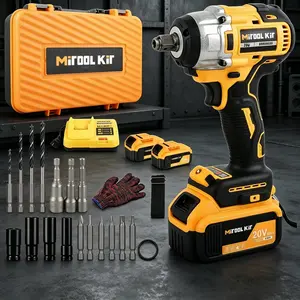High Torque 1/2" Cordless Impact Gun| 2 Batteries Electric Impact Wrench for Auto & Tire Work