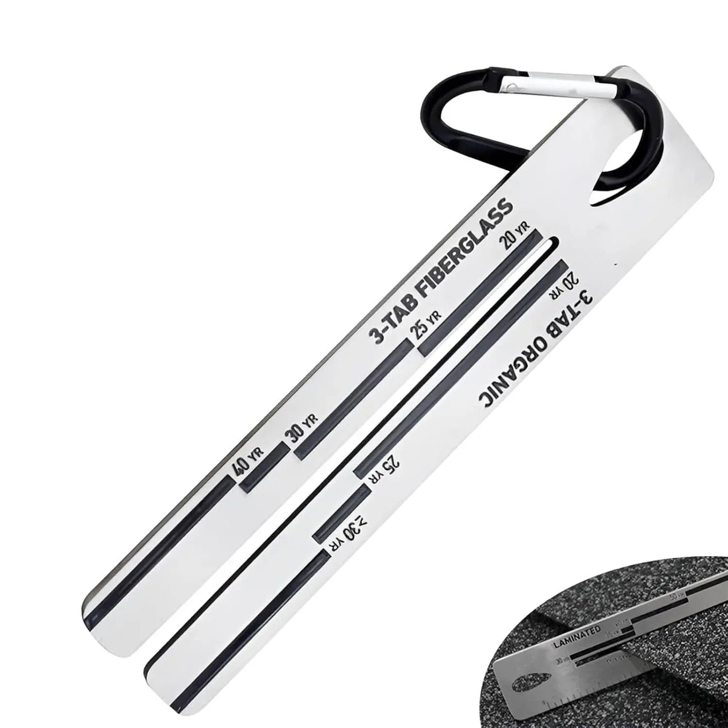 Metal Shingle Gauge With Carabiner - House Roof Pitch Tool, Engineering Ruler for Measuring and Analyzing Thickness of Roof Tiles - Roofing Equipment