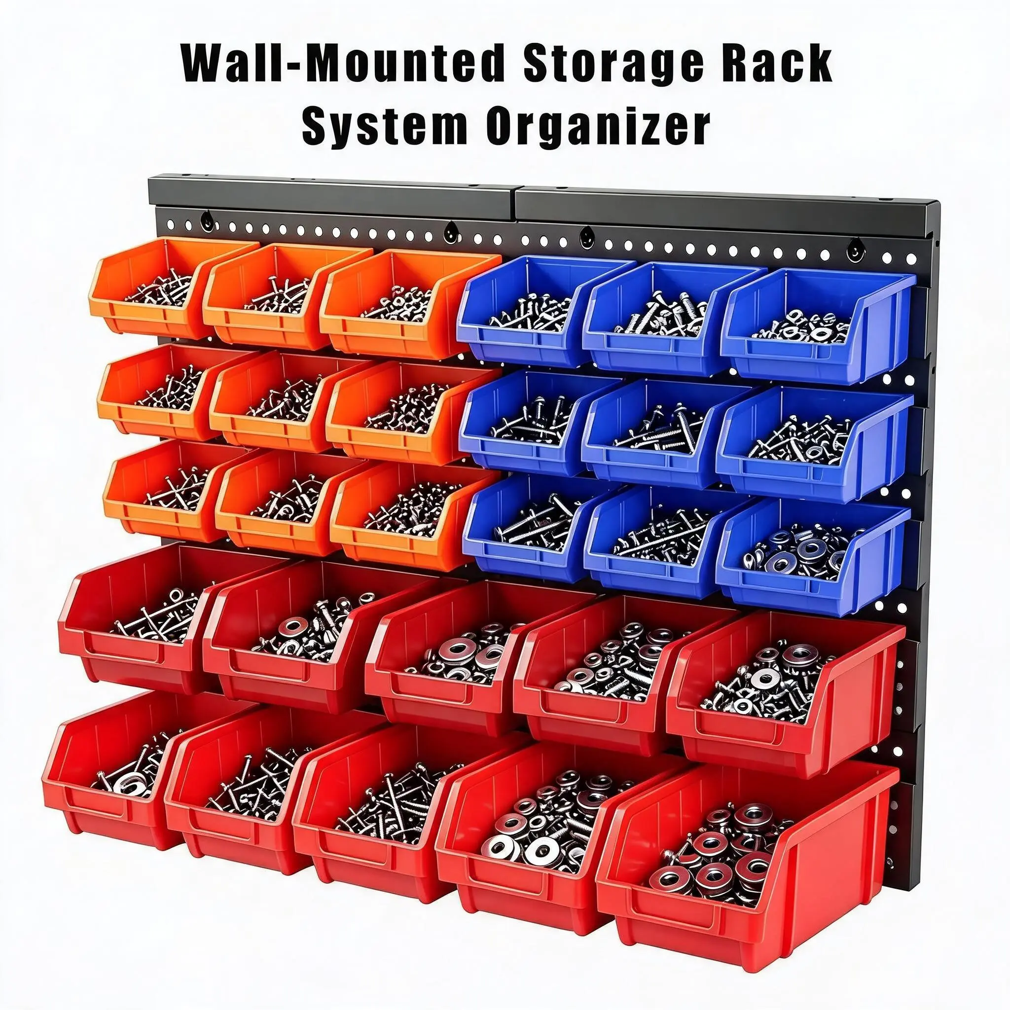 30-Bin Wall-Mounted Storage Bins, Heavy-Duty Garage Tool Organizer for Screws, Nuts, Bolts, Nails, Small Hardware Parts - Easy Installation and Customizable
