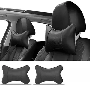 Universal PU Leather Car Seat Headrests, 2pcs Soft Neck Support Cushions, Travel & Daily Use, Durable Design, Easy Installation