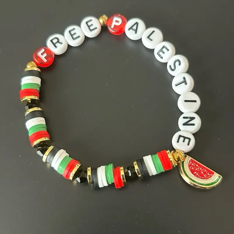 Free Palestine Beaded Bracelet - Palestinian Flag Colors Watermelon Charm Palestine Jewelry with Letter Beads. High Quality Palestinian Jewelry & Accessories – Palestine Necklaces for Women, Men & Girls Rings, Palestine Flag, Tatreez, Keffiyeh Kufiya, Wat