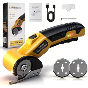 Electric Scissors Cardboard Cutter With LED Light High-Efficiency Brushless Motor 2000mAh Battery Tungsten Steel Blade Suitable for Cloth Cardboard Carpet Wire Rope Orange