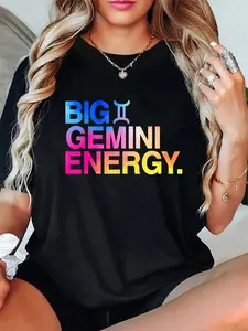 100% Cotton Casual Tshirt Big Gemini Energy Zodiac Sign Astrology Birthday T-Shirt