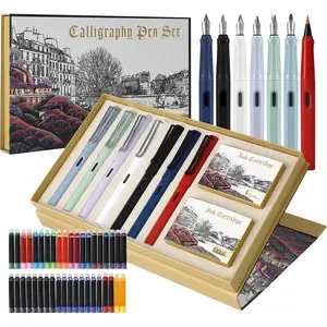 Calligraphy Fountain Pen Set- 7 with Different Nibs and 40 Ink Cartridges for Beginners- MU-09