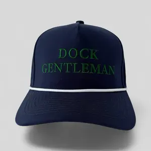 The Namesake Navy Blue Embroidered 'Dock Gentleman' Cap with White Trim for Men
