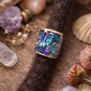 Set of 8 Dichroic Handmade Hair Loc Beads - Long Lasting Durable Jewelry for Locs and Braids - Available in Sizes xs, S ,M, L, XL