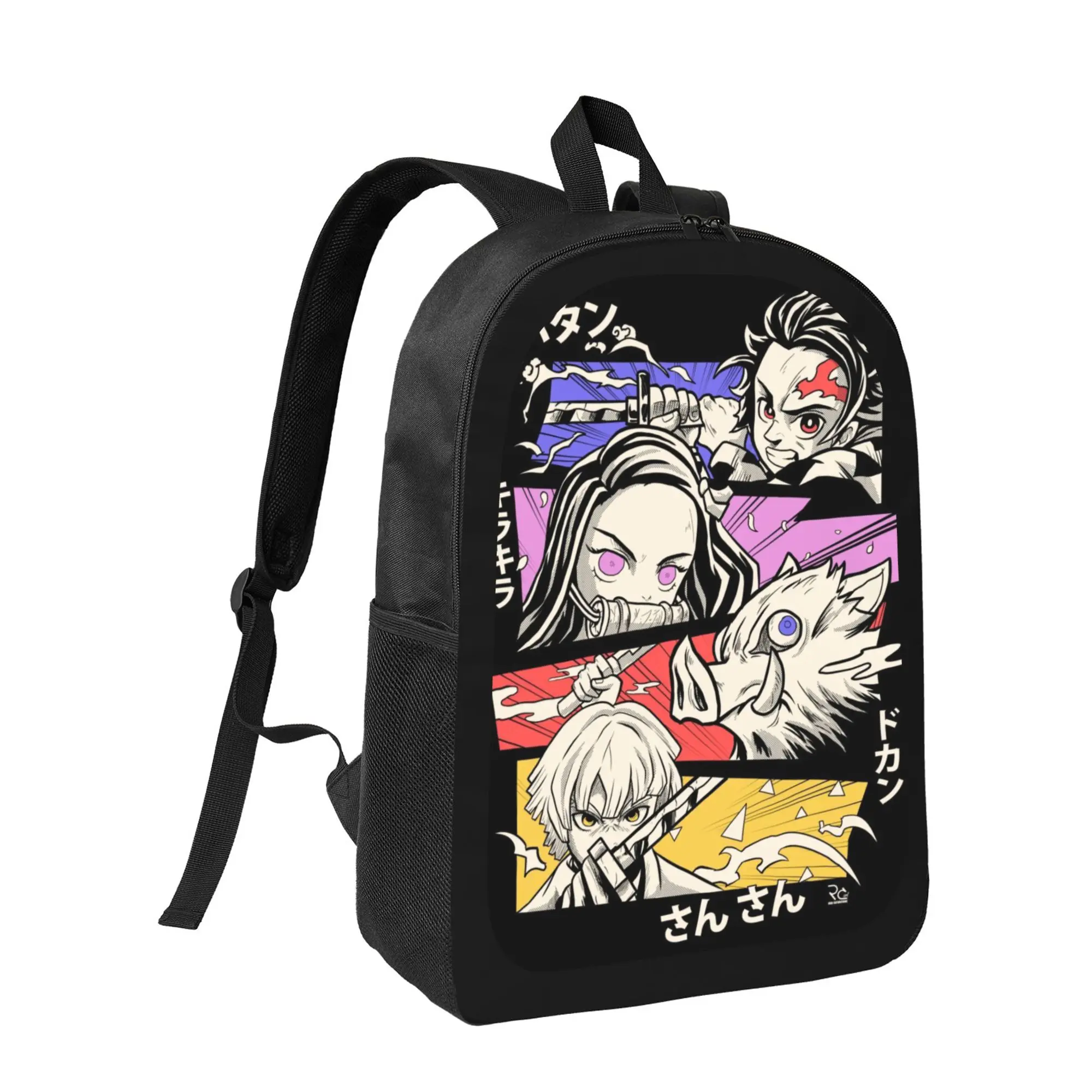 Demon Slayer Cartoon Backpack for School 17" Large Capacity Lightweight Bookbag for Back to School Students Cartoon School Bag