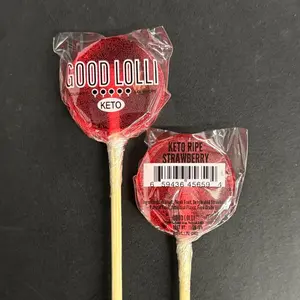 GOOD LOLLI Keto Ripe Strawberry Lollipop - All Natural Color - Sugar-Free Gourmet Candy - Sweet Snack for Health-Conscious Consumers
