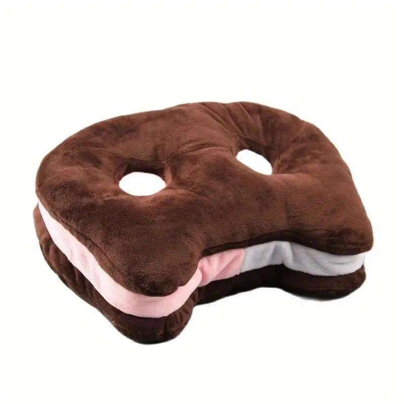 Brand New 18 * 25 Cm Brown Plush Biscuit Stuffed Toy Pillow with Playful Paw Prints - Soft Polyester Stuffed Animal, Soothing Cloth Doll for Kids, Ideal Birthday/Festival Gift, Durable Fabric