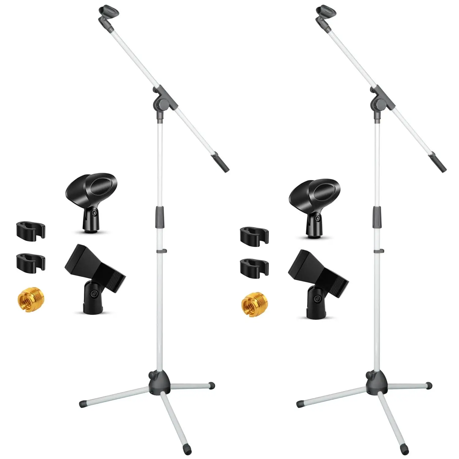 5 Core Mic Stand Floor Pair Adjustable Tripod Microphone Stands w Extending Telescoping Boom Arm