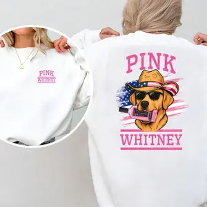 Pink Whitney Sweatshirt, Golden Retriever, Cowboy, Pink Whitney Flag - Seasonal Must-Haves - Diverse Fashion Choices - Pick Your Shade