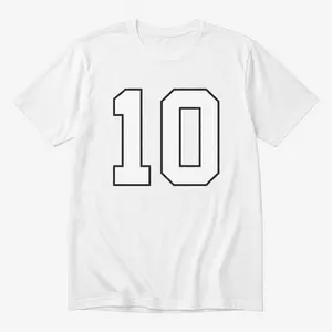 Number 10 Printed Tee, Soft Cotton Crew Neck Sports T-Shirt, Casual Watch Party Outfit Gift for Basketball Fans and Soccer Fans