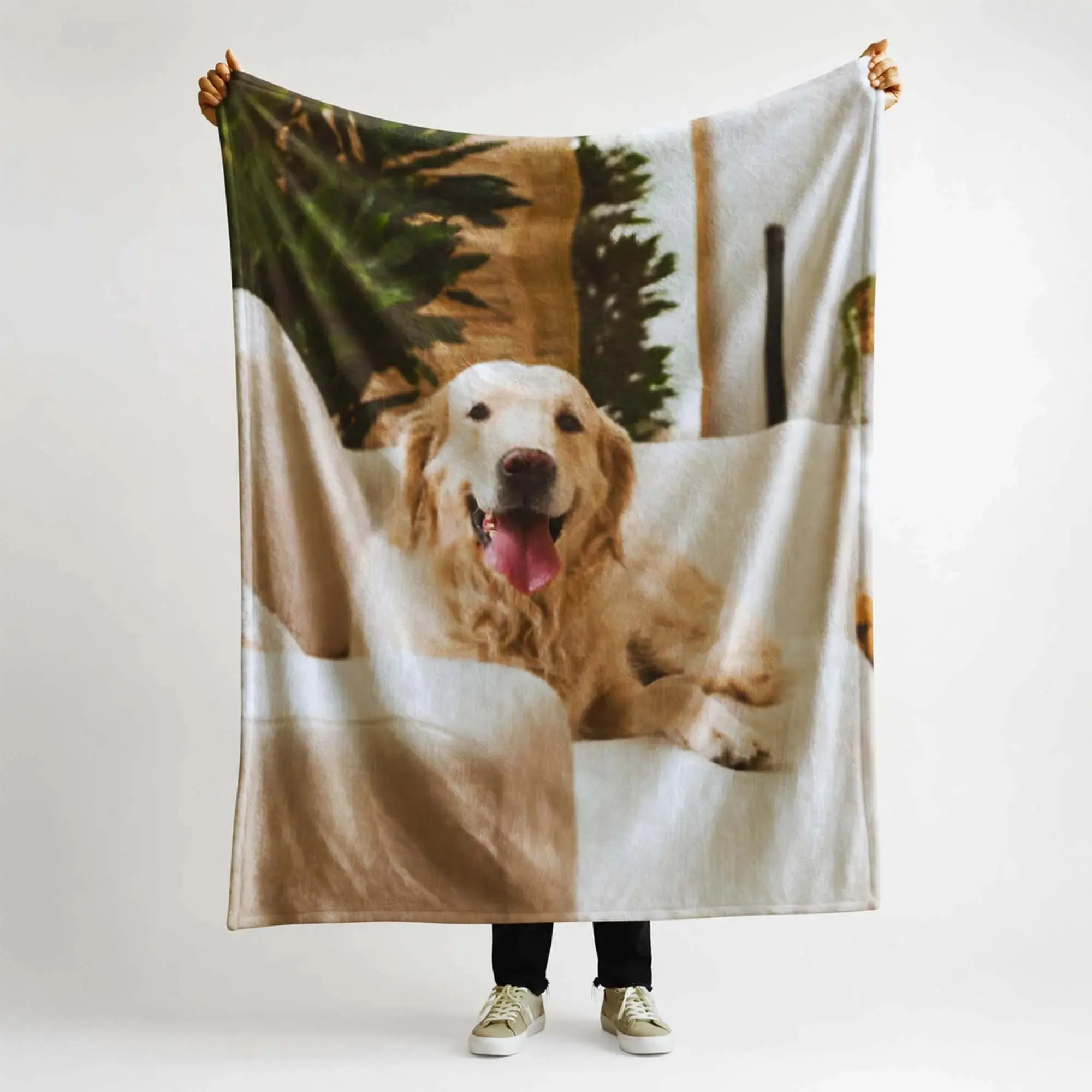 [Made-to-Order] Custom Pet Photo Fleece Blanket Personalized Dog Memorial Sherpa Throw