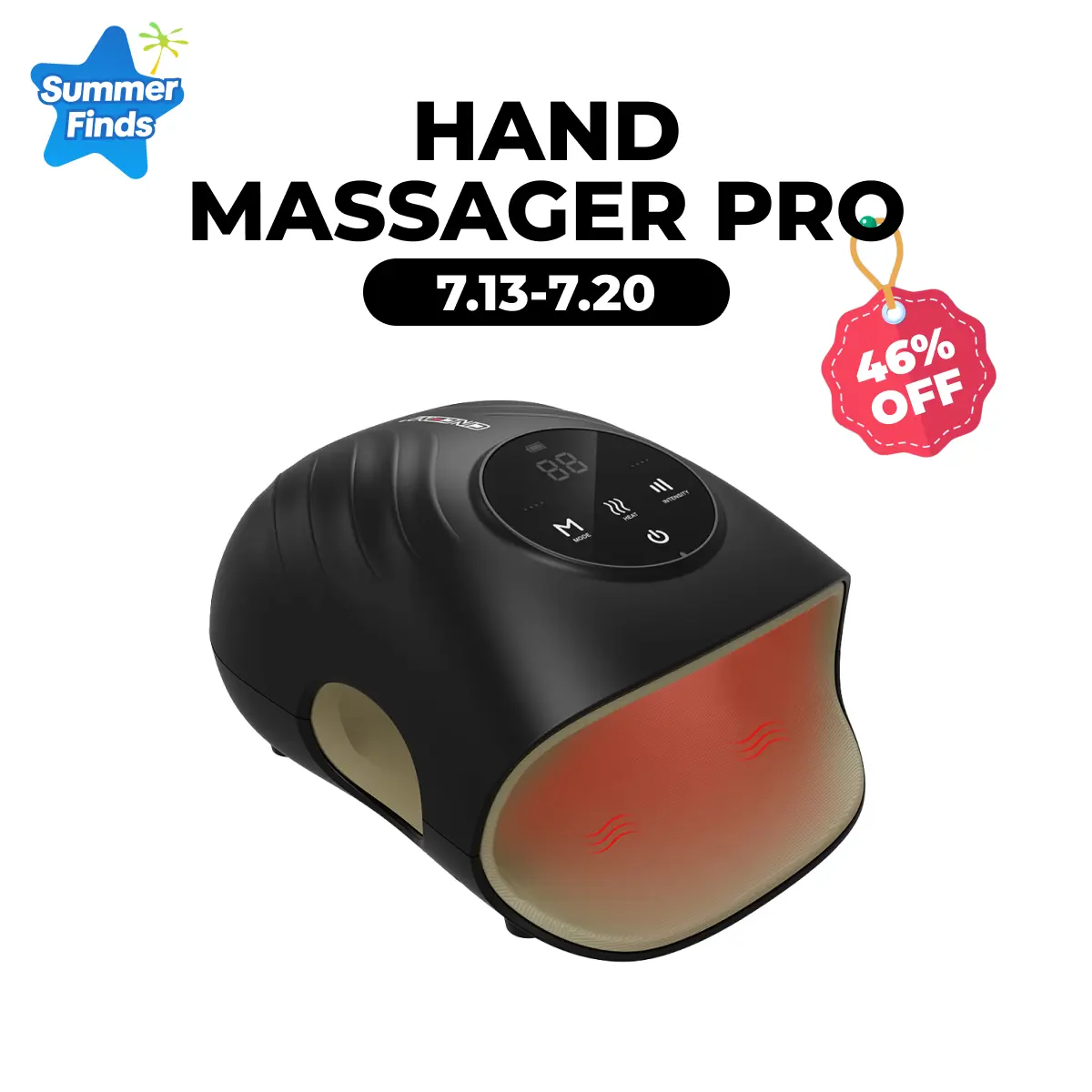 CINCOM Hand Massager Pro for Enhanced Comfort and Relief, 4 Modes 4 Intensity 6 Heat Levels, Portable and Cordless, Advanced Airwave Technology and Sleek Design, Touchscreen Display, Perfect Gifts for Family, Friends & Loved Ones