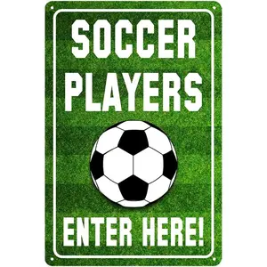 Soccer Decor For Boys Room Soccer Sign Soccer Player Metal Wall Hooks Dad Signs Children Soccer Door Soccer Decorations For Bedroom Soccer Players Enter Here Signs Soccer Players Only Sign 8x12 Inch C01