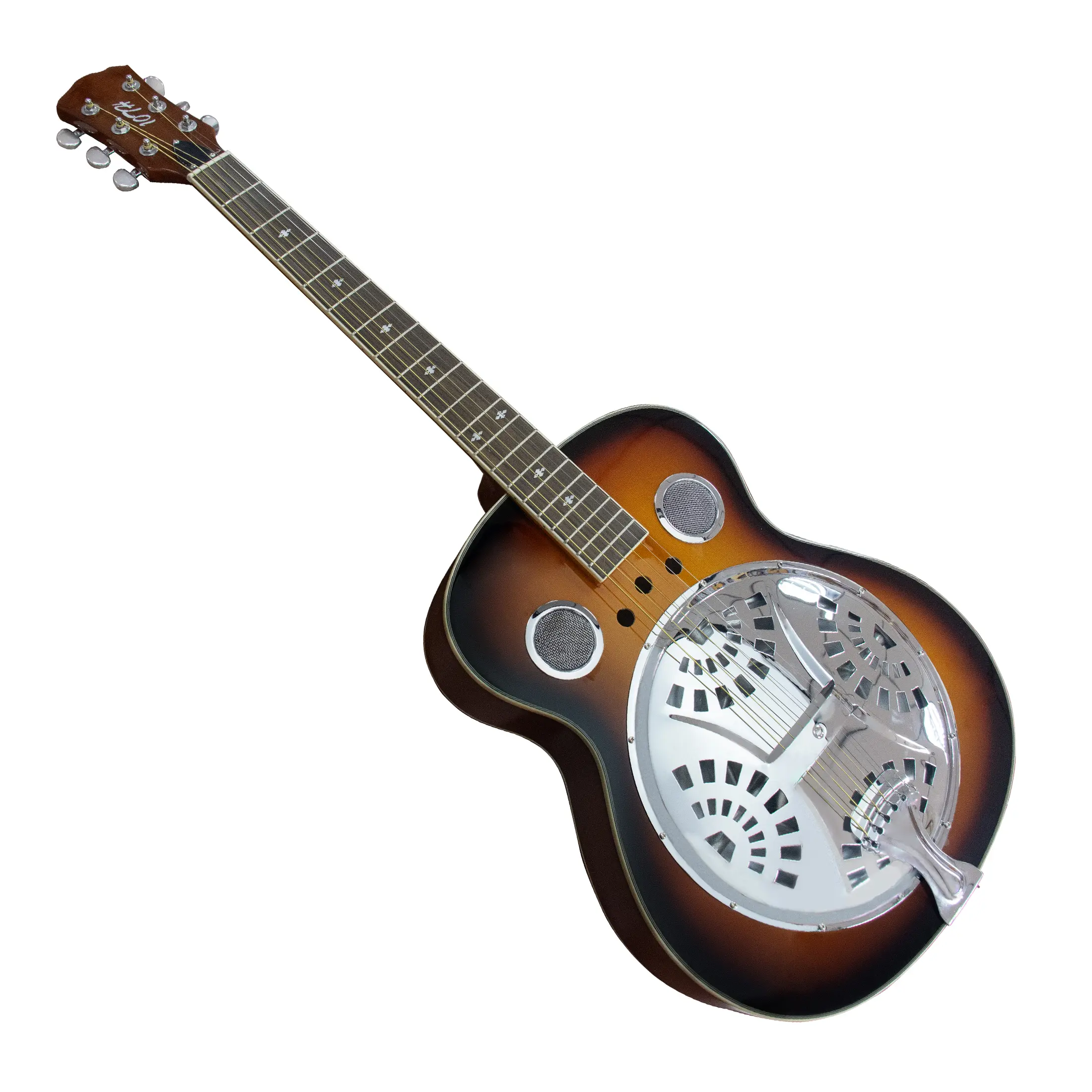 Beginner 40-in Metal Resonator Acoustic Guitar (Echo Model) - Spruce Plywood Top, Rosewood Fingerboard, Open Plating Strings, 650mm Length, 5.9 lb Weight, Wooden Body, Ideal for Blues, Country, Bluegrass, Back to School, Resonator Guitar