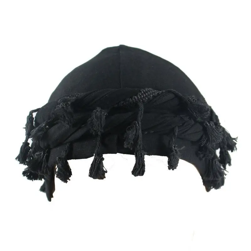 Men's Hip-hop Frayed Headscarf Hat, Twisted Tail, Satin-Lined Double-Layer Braid, Hair Protection Trendy Hair Accessories (Sports & Outdoor Hat)