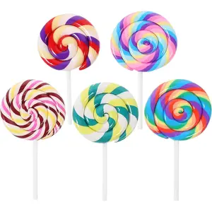 5Pcs Large Simulation Lollipop Giant Lollipop Prop Fake Candy Photo Booth Prop for Christmas Party Carnival Cosplay Wedding Birthday Party Supplies