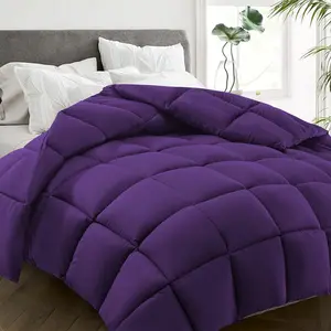 Queen Size Comforter - Cooling Goose Down Alternative Quilted Duvet Insert with Corner Tabs - Winter Warm - Machine Washable - Purple