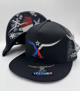 TEXHORN CAP STYLE TEJAS BLACK MESH BACK TEXAS FLAG LOGO