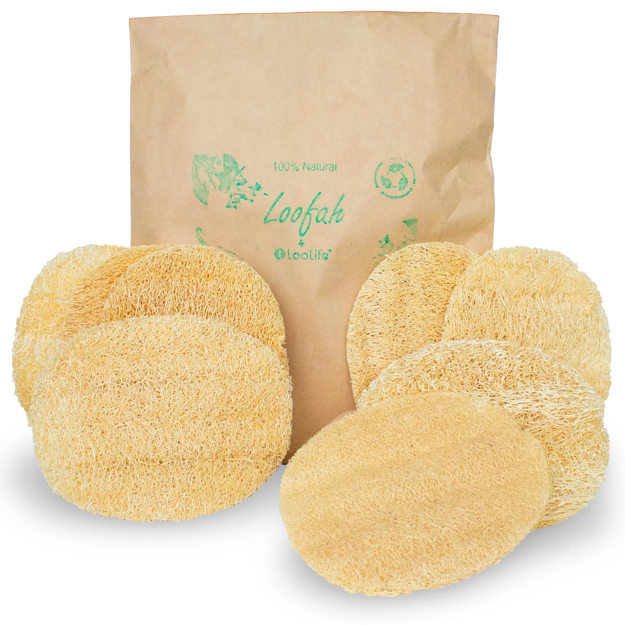 Natural Loofah Exfoliating Body Scrubber (8 Pack)  - Loofa Exfoliating Body Scrubber - Biodegradable Organic Loofah Sponge - Shower Luffa Sponges - Shower Lufa - Estropajos para el Cuerpo