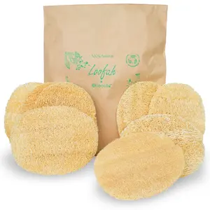 Natural Loofah Exfoliating Body Scrubber (8 Pack)  - Loofa Exfoliating Body Scrubber - Biodegradable Organic Loofah Sponge - Shower Luffa Sponges - Shower Lufa - Estropajos para el Cuerpo