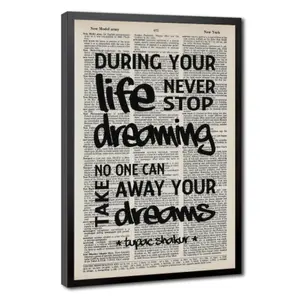 Tupac "Never Stop Dreaming" Poster, 2Pac Quote Canvas Print, Inspirational Hip Hop Typography Wall Art