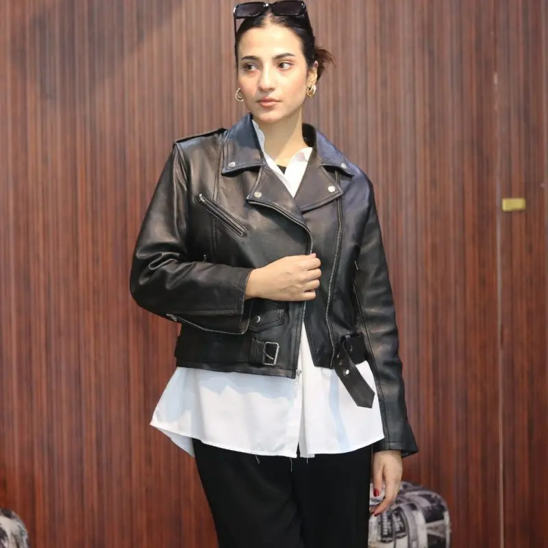 Black Premium Sheep Leather Biker Jacket