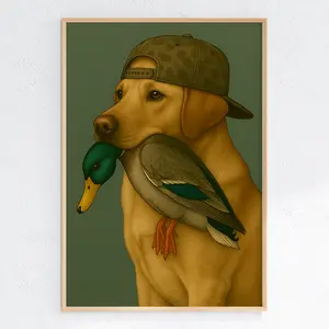 Custom Hunting Dogs and Mallard Poster, Vintage Duck Hunting Prints, Nature Outdoor Activity Wall Arts Gift Idea For Hunter Pet Lovers Decor Home Room