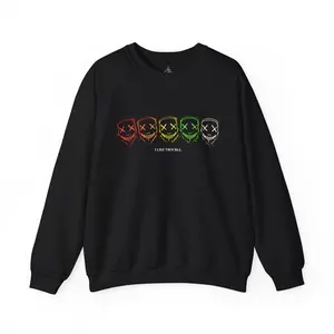 I Like Trouble Crewneck | Neon Mask Sweatshirt | Dark Romance Aesthetic | Alt Goth Graphic Pullover