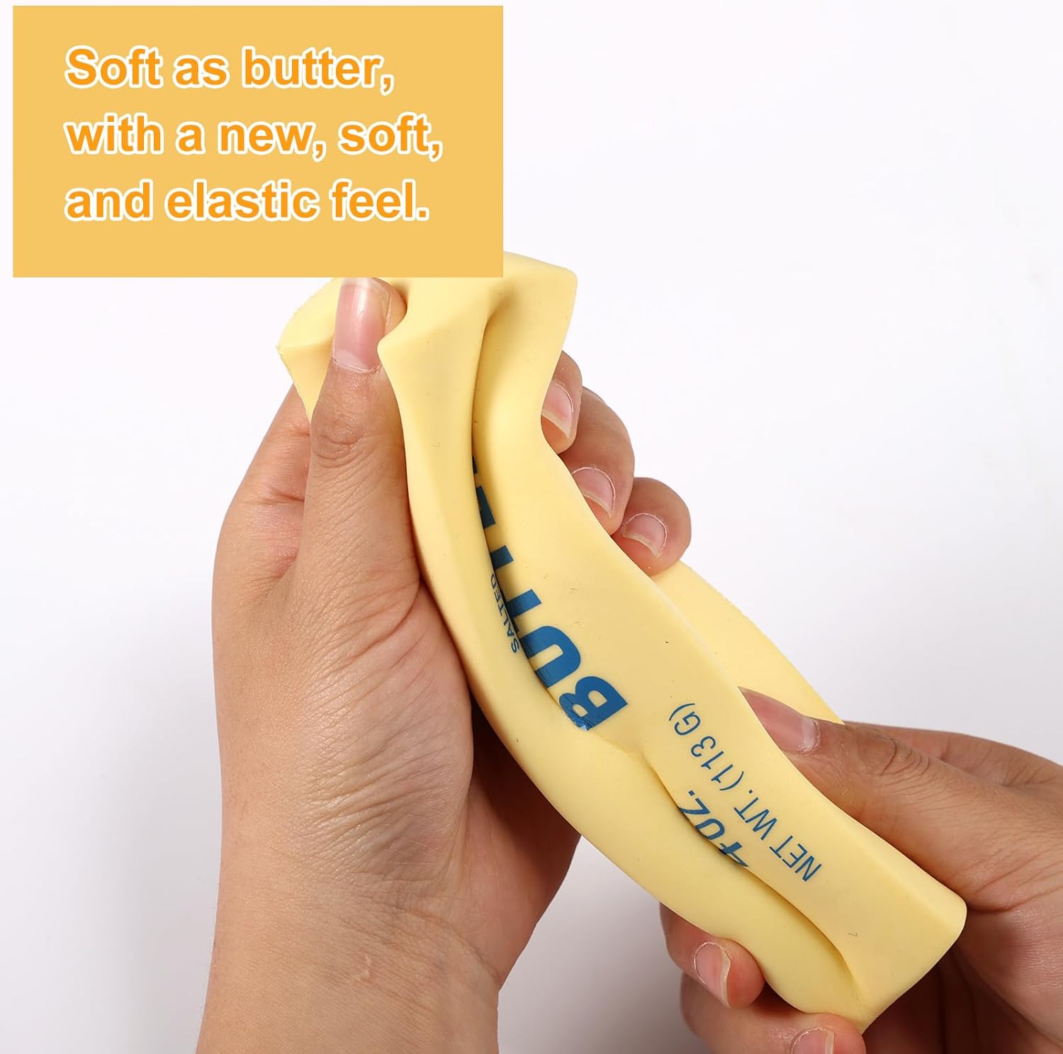 2pcs/1Pc Squeeze Butter Squishy Toy, PU Material Butter Stick Super Soft Slow Rising Squeeze Food Fidget Toy for Office School Stress Relief Fidgeting (Light Yellow)