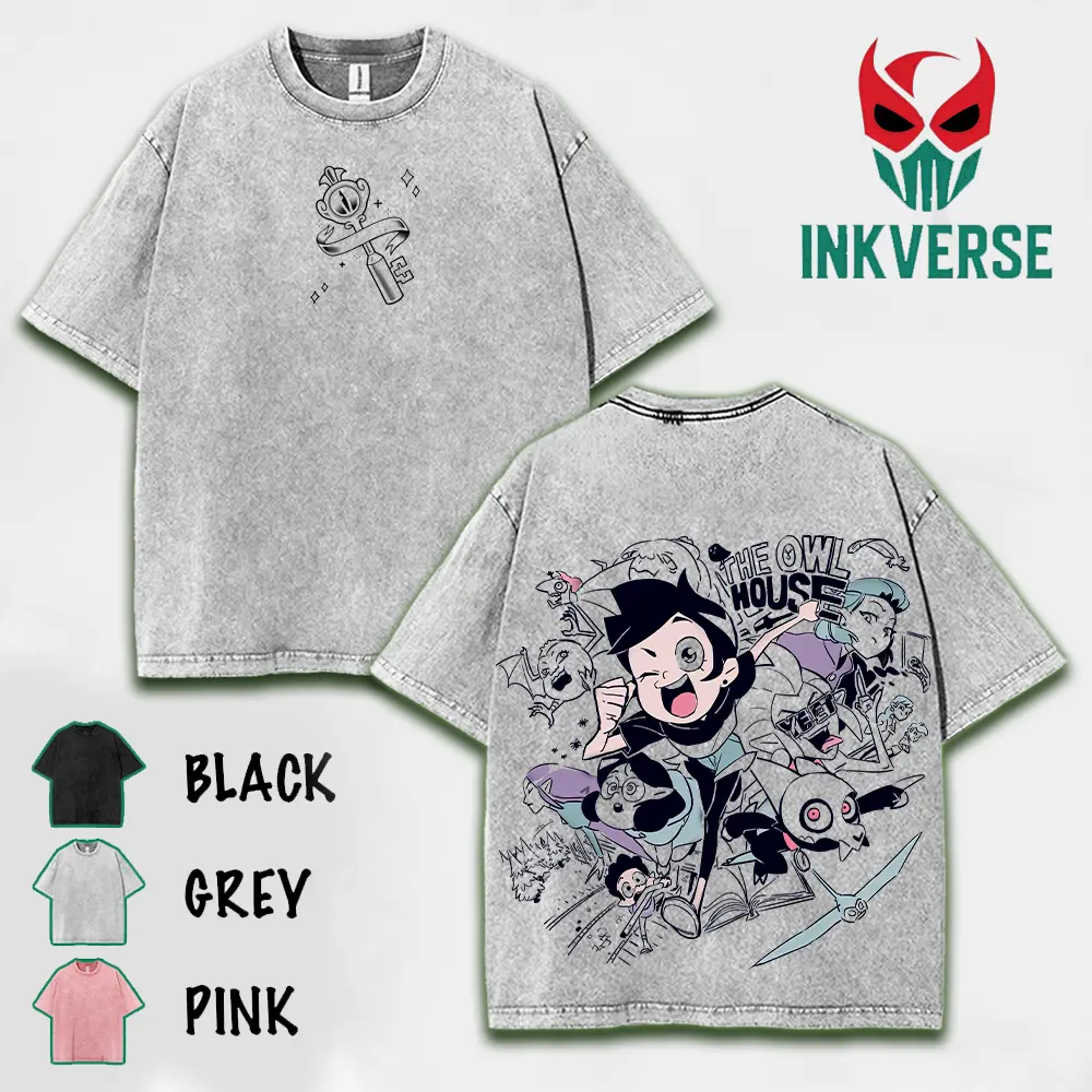 The Owl House Shirt, Comic Shirt, TV Show Shirt graphic tees Menswear Gift for anime fans Top Apparel Classic Seamless Simple designer shirts Men's Regular Fit Floral Print Tee Cotton Fabric Black Casual