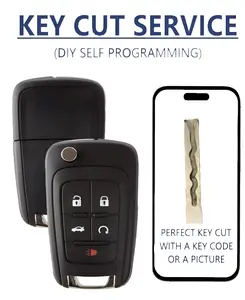 Key Cut Service 5 Buttons Flip Remote Key Compatible with Buick 2010 - 2017 - 13504205