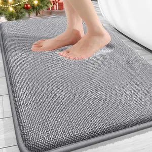 Thick Memory Foam Bath Mat Rug 30x20, Extra Soft Absorbent Bathroom Rugs, Quick Dry Bath Mats, Non-Slip, Machine Washable Carpet for Bathroom, Tub and Shower, Home Decor Accessories, Grey