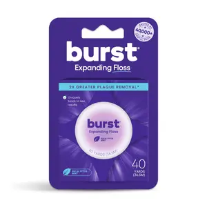 BURST Expanding Dental Floss - Black Expanding,Stain-Absorbing, Woven Floss, Vegan, Paraben Free, Mint Eucalyptus, Removes Plaque