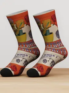 1 Pair Bamboo Fiber Mid-Calf Socks, Classic 'The Airplane' TV Show Cover and Character Print, Unisex, Comfortable and Breathable, Perfect for Fans, Vintage Collectors, Casual Gatherings, Travel Wear, Trendy, TikTok Top Search
