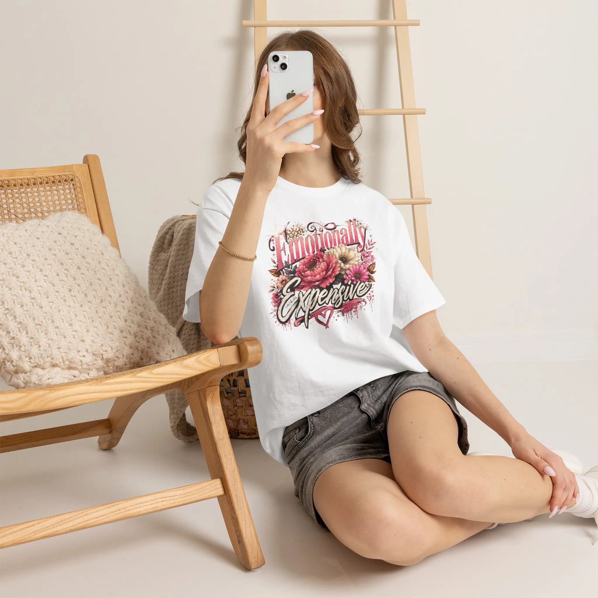 Emotionally Expensive Pink Floral Unisex Heavy Cotton Tee