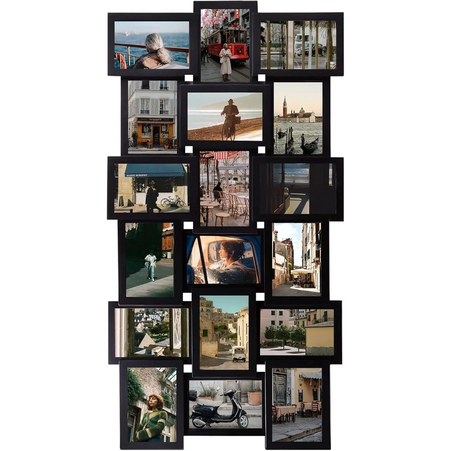 4X6 Collage Picture Frames for Wall Decor, 18 Opening Collage Wall Hanging for 6x4 Photo, Multi Picture Frame Set with One- Design Black